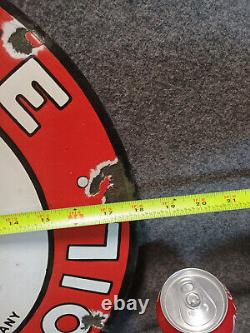 Vintage 18 TEXACO GASOLINE & MOTOR OIL Porcelain Sign Rare Size Gas Station