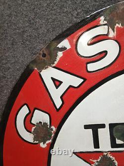 Vintage 18 TEXACO GASOLINE & MOTOR OIL Porcelain Sign Rare Size Gas Station