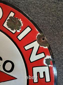 Vintage 18 TEXACO GASOLINE & MOTOR OIL Porcelain Sign Rare Size Gas Station