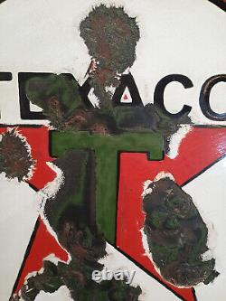 Vintage 18 TEXACO GASOLINE & MOTOR OIL Porcelain Sign Rare Size Gas Station