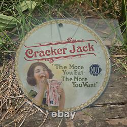 Vintage 1901 Cracker Jack Confection Porcelain Gas Oil 4.5 Sign
