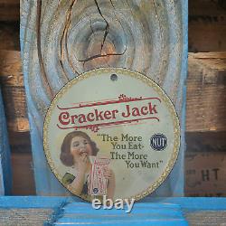 Vintage 1901 Cracker Jack Confection Porcelain Gas Oil 4.5 Sign
