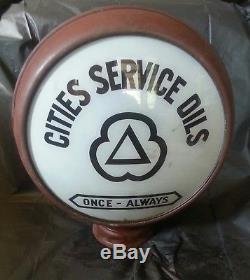 Vintage 1920's Cities Service Oils Gas Pump Globe Once Always