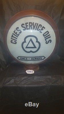 Vintage 1920's Cities Service Oils Gas Pump Globe Once Always