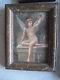 Vintage 1920s R Vega Signed Framed Painting On Wood Nude Angel Girl With Bug