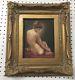 Vintage 1920s R Vega Signed Framed Painting On Wood Nude Girl On Carpet