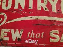 Vintage 1930's Goetz Country Club Beer Bar Gas Oil 30 Embossed Metal Sign