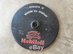 Vintage 1930's Mobil Oil Gargoyle Mobiloil Cast Iron Sign Base Lollipop Stand