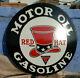 Vintage 1930's Old Antique Rare Red Hat Oil Gasoline Porcelain Enamel Sign Board