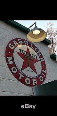 Vintage 1930's Texaco Gasoline Motor Oil 42 Porcelain Gas Station Garage Sign