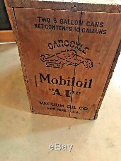 Vintage 1930's gargoyle mobiloil vacuum oil wood create box mobile sign