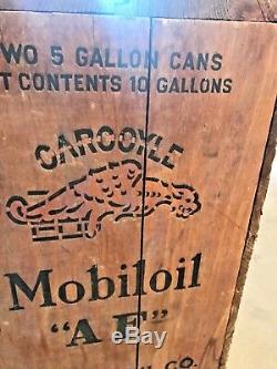 Vintage 1930's gargoyle mobiloil vacuum oil wood create box mobile sign