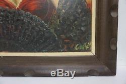 Vintage 1930s Spanish Beautiful Woman Oil Portrait Painting Signed Cortes 1 of 3