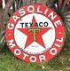Vintage 1930s Texaco Gasoline Motor Oil Gas Station 2 Sided Porcelain Sign 42