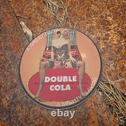 Vintage 1933 Double Cola A Great Drink Porcelain Gas Oil 4.5 Sign