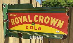 Vintage 1936 Nehi Royal Crown Porcelain RC Cola Soda Drink Gas Oil Flange Sign