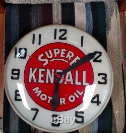 Vintage 1940-50s Super B Kendall Motor Oil Advertising Light Up Clock WORKS RARE