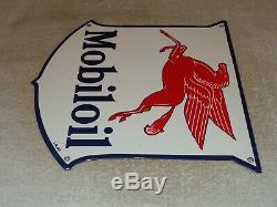 Vintage 1940 Mobil Mobiloil Pegasus 11 3/4 Porcelain Metal Gasoline & Oil Sign