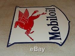 Vintage 1940 Mobil Mobiloil Pegasus 11 3/4 Porcelain Metal Gasoline & Oil Sign