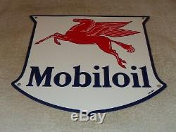 Vintage 1940 Mobil Mobiloil Pegasus 11 3/4 Porcelain Metal Gasoline & Oil Sign