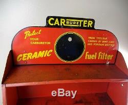 Vintage 1940's Carter Carburetor Mopar Gas Oil 23 Metal Sign Display Cabinet