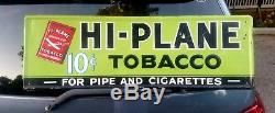Vintage 1940's Hi-Plane Cigarette Pipe Tobacco Gas Oil 35 Embossed Metal Sign