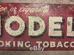 Vintage 1940's Model Pipe & Cigarette Tobacco Gas Oil 34 Metal Sign