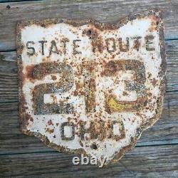 Vintage 1940's Ohio State Route 213 Embossed Metal Gas Oil Highway Road Sign