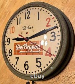 Vintage 1940s Dr Pepper Soda Advertising Pam Clock Gas Thermometer Oil Cola Sign