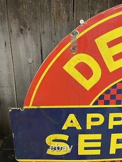 Vintage 1940s Porcelain 2 Sided 42 DESOTO Plymouth Auto Dealership Service Sign