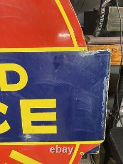 Vintage 1940s Porcelain 2 Sided 42 DESOTO Plymouth Auto Dealership Service Sign