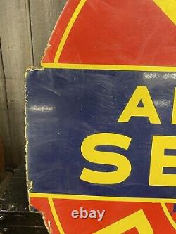 Vintage 1940s Porcelain 2 Sided 42 DESOTO Plymouth Auto Dealership Service Sign