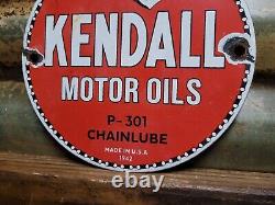 Vintage 1942 Kendall Porcelain Sign Chainlube Advertising Automobile Motor Oil