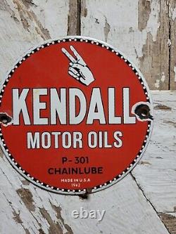 Vintage 1942 Kendall Porcelain Sign Chainlube Automobile Motor Oil Petroliana 6