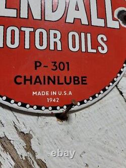 Vintage 1942 Kendall Porcelain Sign Chainlube Automobile Motor Oil Petroliana 6