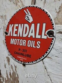 Vintage 1942 Kendall Porcelain Sign Chainlube Automobile Motor Oil Petroliana 6