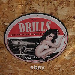 Vintage 1945 Black & Decker Portable Drills Porcelain Gas & Oil Metal Sign