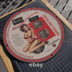 Vintage 1945 Westinghouse Squirrel-Cage Motors Porcelain Gas & Oil Sign