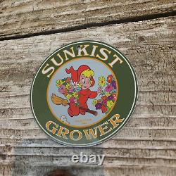 Vintage 1946 Sunkist Grower Audrey Porcelain Gas Oil 4.5 Sign