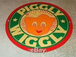Vintage 1948 Piggly Wiggly Grocery Store 9 Porcelain Metal Pig Gas & Oil Sign