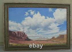 Vintage 1948 Signed P. Hvolboll Oil Painting Desert Scene Calif Listed Artist