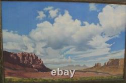 Vintage 1948 Signed P. Hvolboll Oil Painting Desert Scene Calif Listed Artist