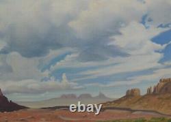 Vintage 1948 Signed P. Hvolboll Oil Painting Desert Scene Calif Listed Artist