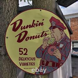 Vintage 1950 Dunkin Donuts'''52 Delicious Varieties'' Porcelain Gas & Oil Sign