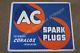 Vintage 1950's Ac Spark Plug Flanged Sign Gasoline Gas Oil Service Station 9/50