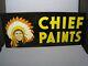 Vintage 1950's Chief Paints Hardware Store Indian Gas Oil 2 Sided 28 Metal Sign