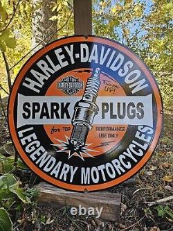 Vintage 1950's Davidson Motorcycle Legendary Spark Plugs Porcelain Sign 30