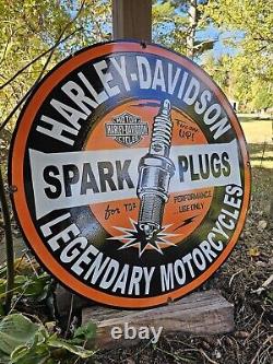 Vintage 1950's Davidson Motorcycle Legendary Spark Plugs Porcelain Sign 30