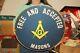 Vintage 1950's Masons Free & Accepted Masonic 18 Porcelain Metal Gas Oil Sign