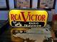 Vintage 1950's Rca Victor Radio Television Gas Oil 2 Side 23 Lighted Metal Sign